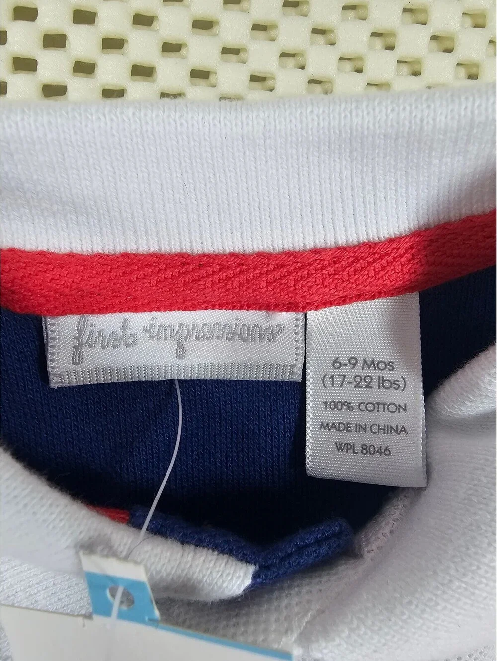 First Impressions Baby Polo Shirt, Red, White, and Blue. Size 6-9 M. #AMERICANA